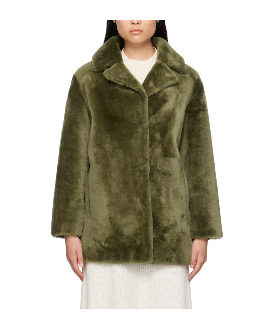 Shop Yves Salomon Corner Lapel Fur In Green