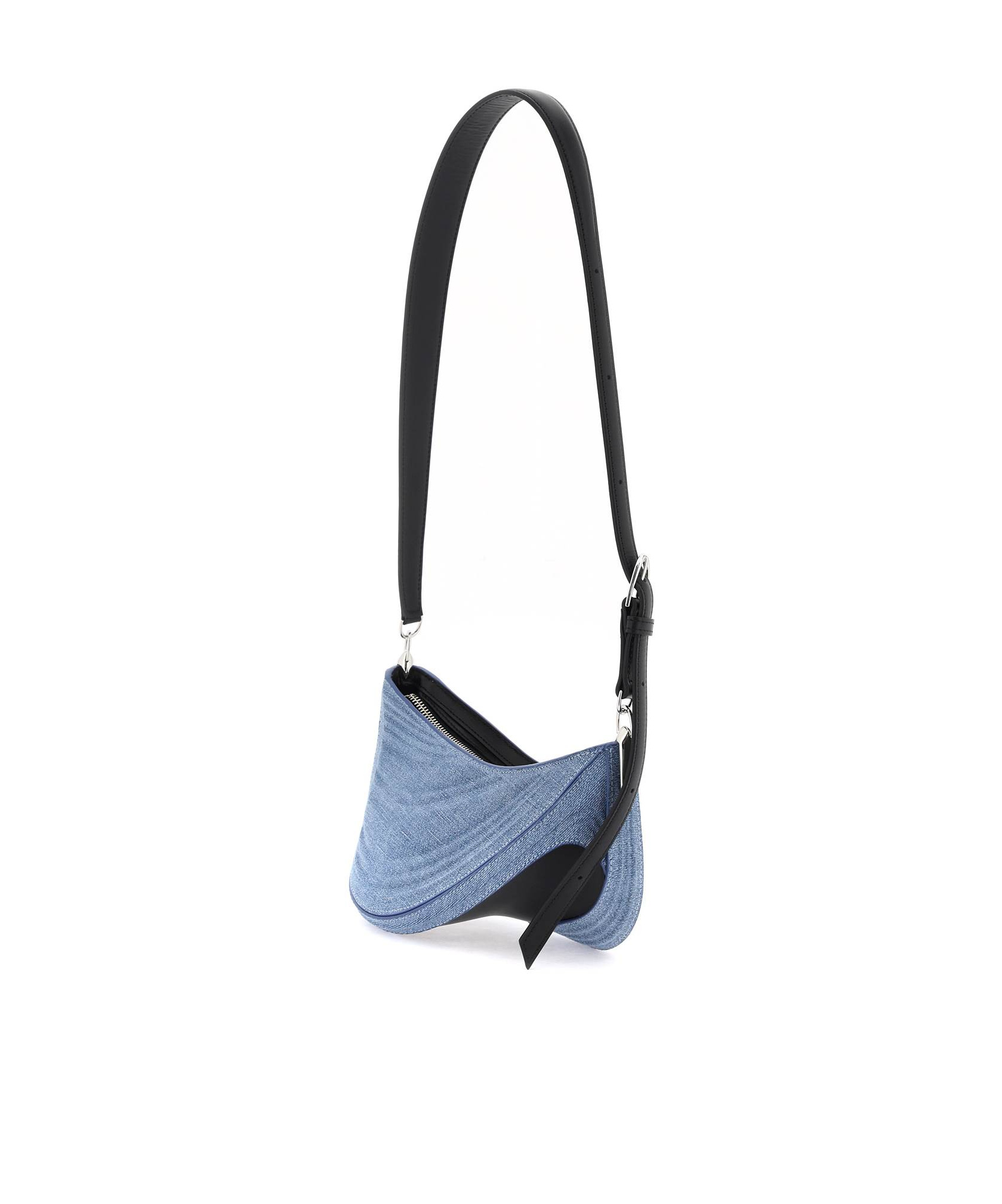 Mugler Women's Small Denim Spiral Curve 01 Shoulder Bag In Blue