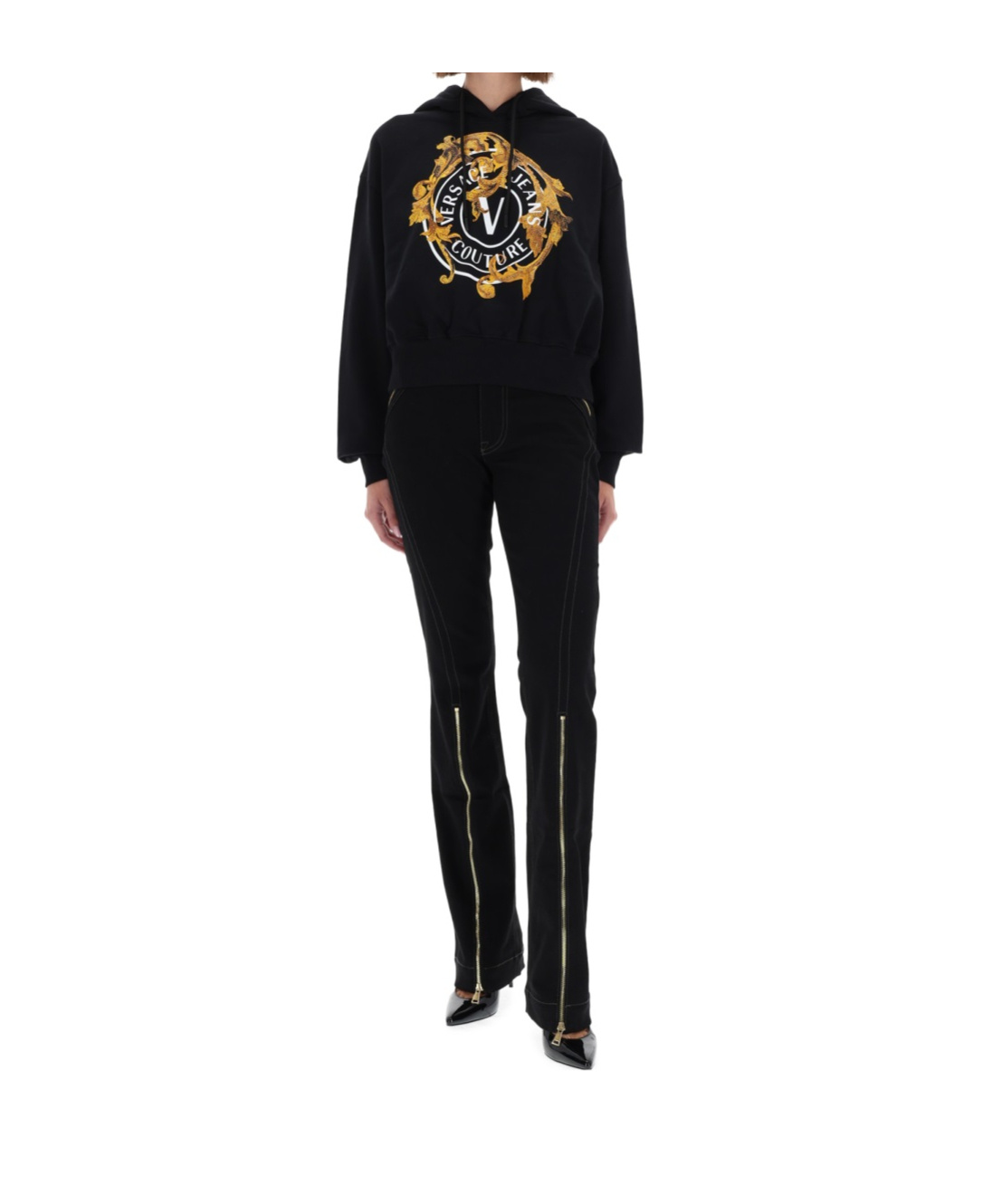 Versace Jeans Long-sleeved Sweatshirt In Black