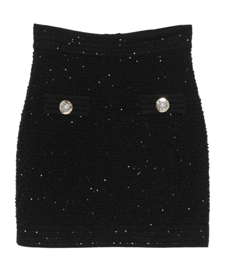 Balmain Button-embellished Skirt In Black