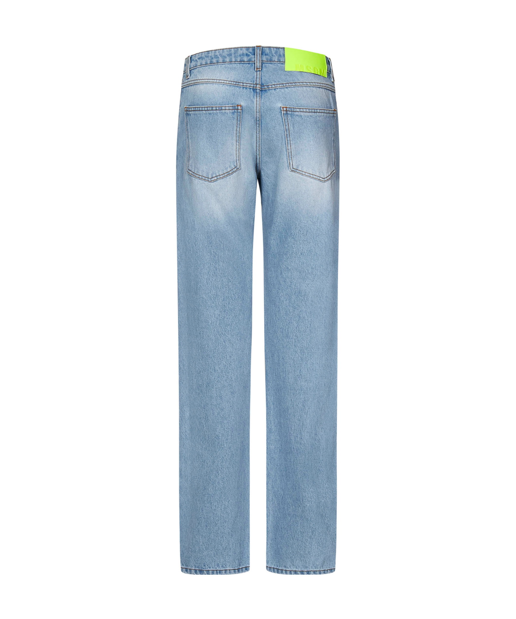 Msgm Straight Light Blue Cotton Denim Jeans In Light Blue