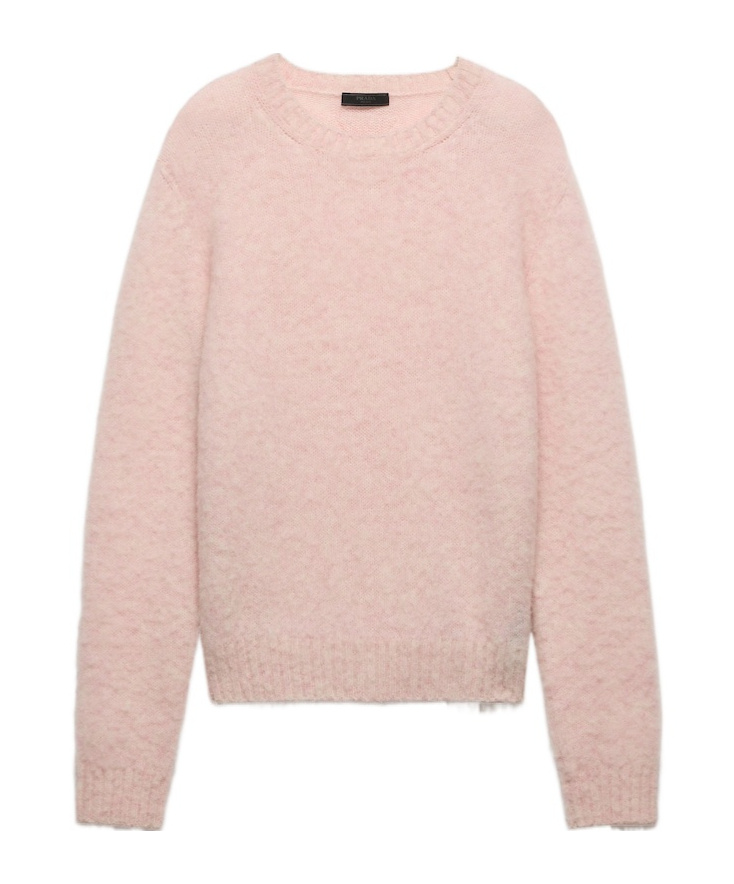 Prada Wool Stretch Pant Cuffed Hem In Pink