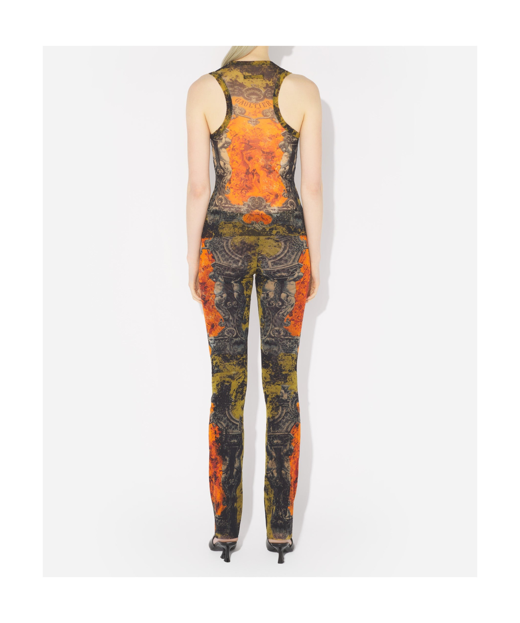 Jean Paul Gaultier Mesh Tank Top Printed Medaillon Woman Multicolor In Multi