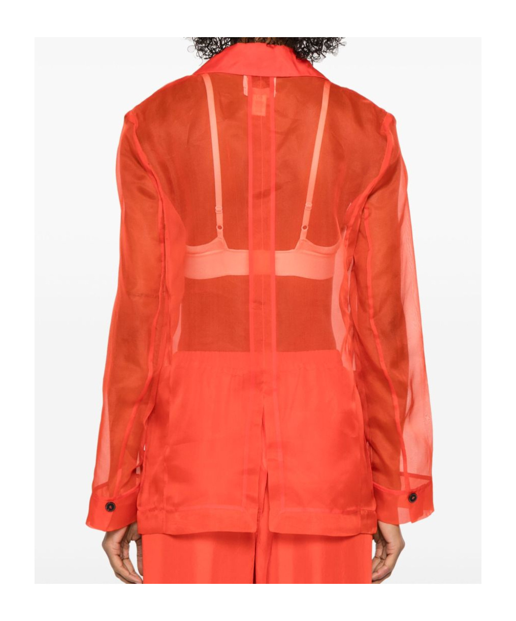 Shop Forte Forte Silk Blazer In Orange