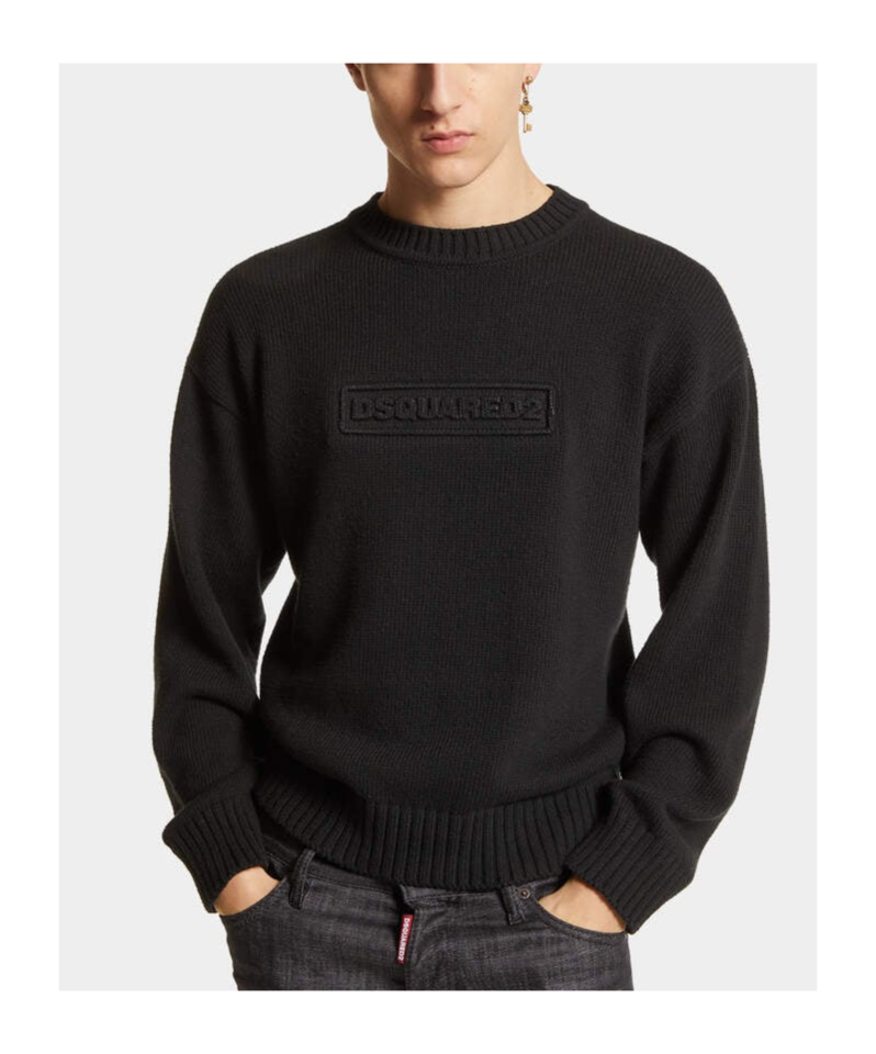Dsquared2 Logo-print Knitted Jumper In Black
