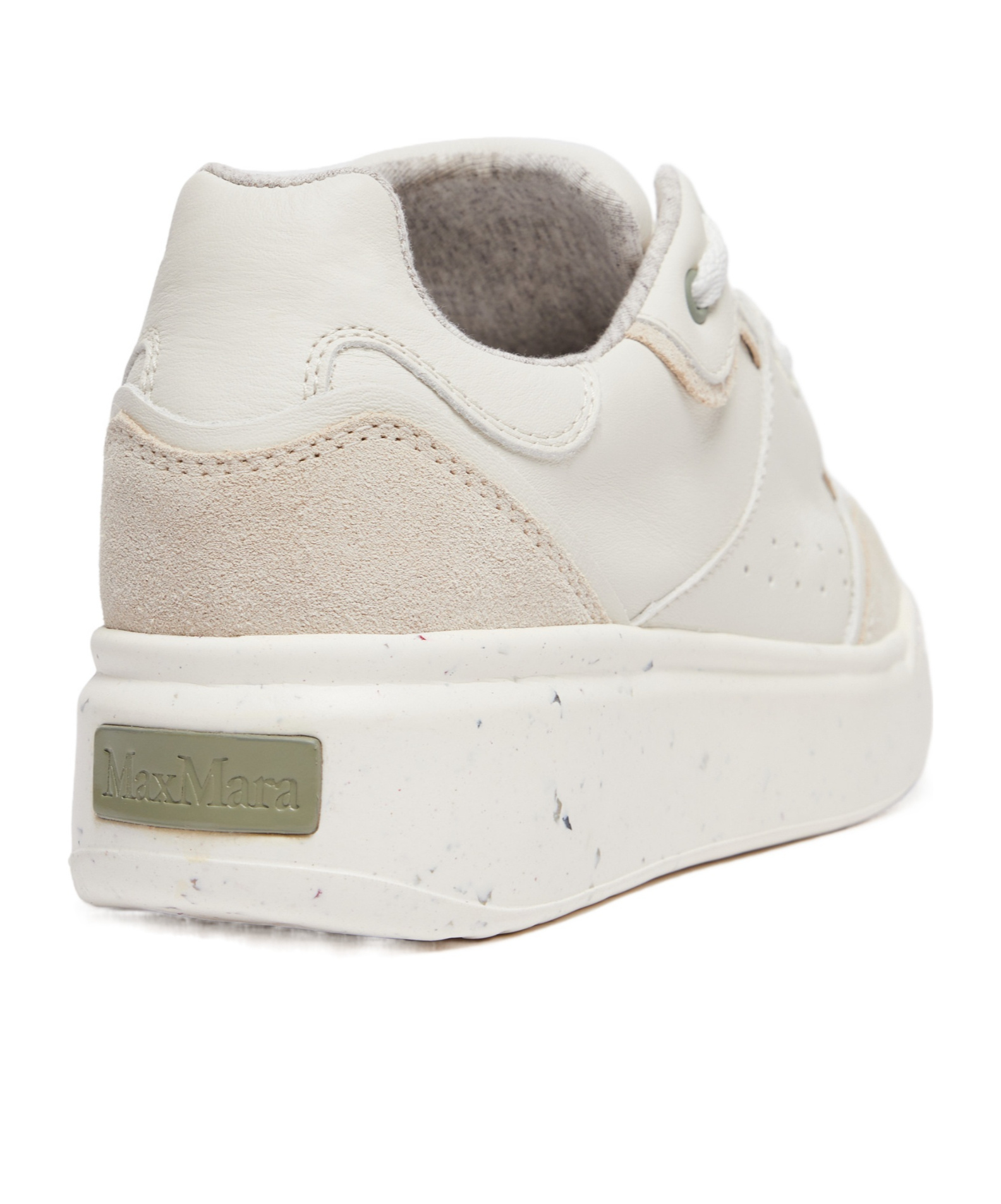 Max Mara Activegreen Trainers In Chrome-free Leather In White