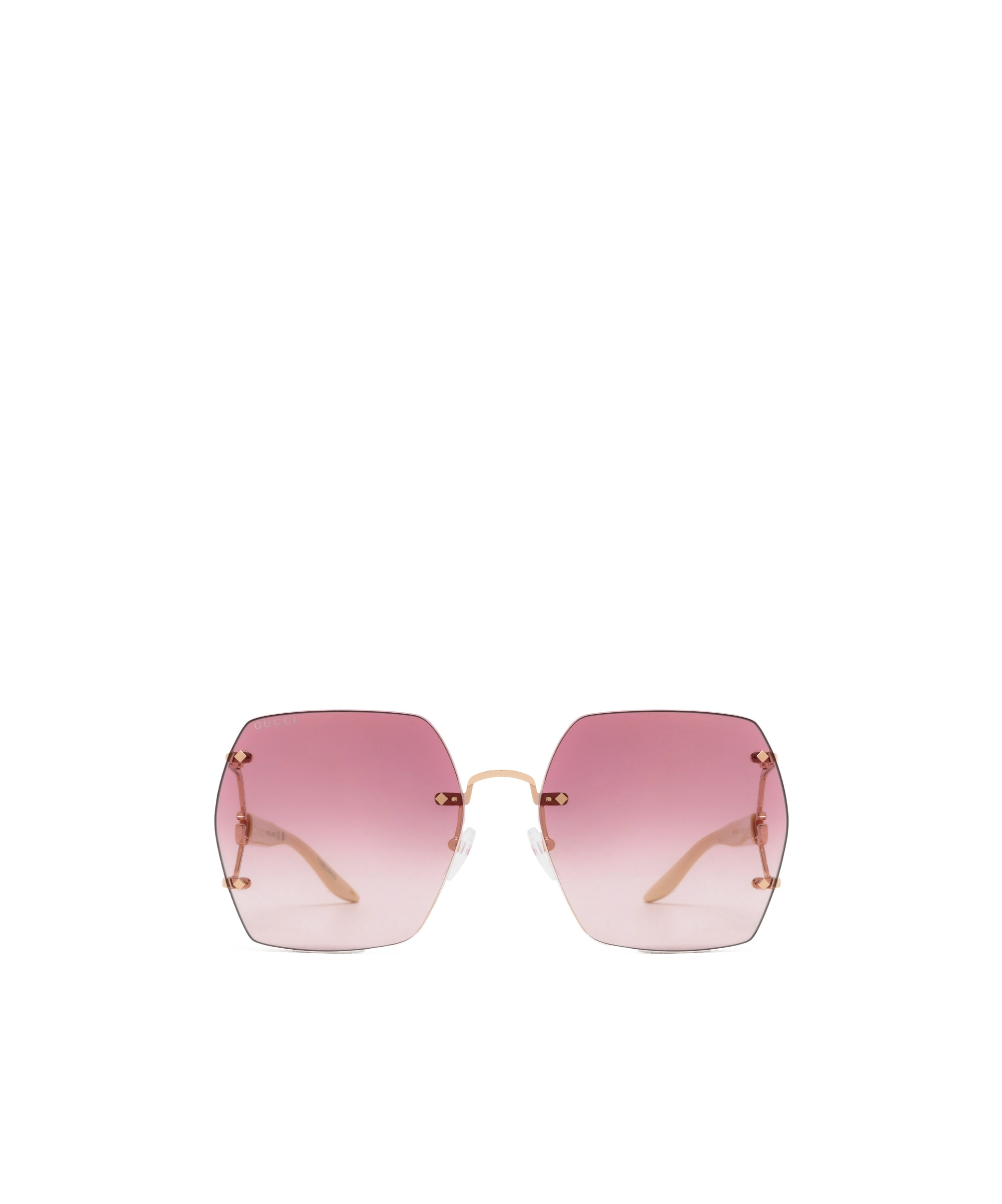 Gucci Double G Geometric-frame Sunglasses In Pink