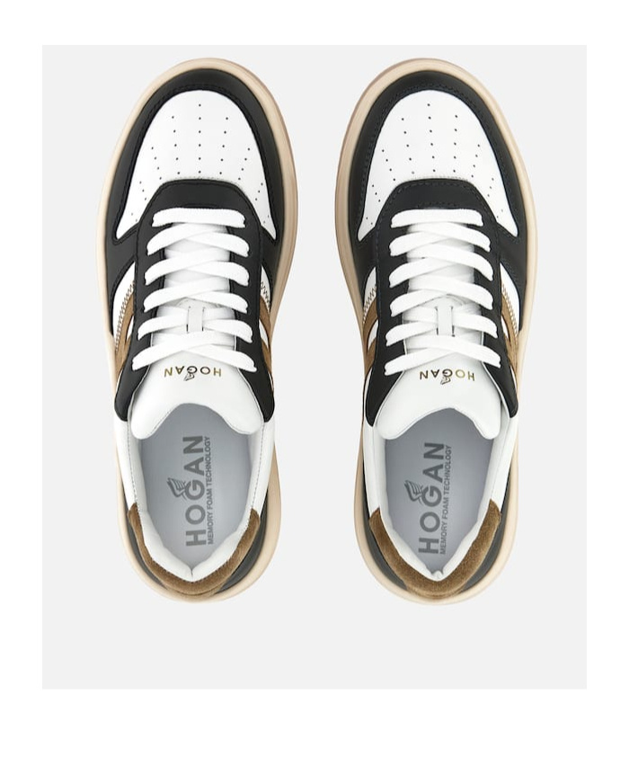 Hogan Smooth Leather And Suede H630 Sneakers Shoes In Multicolor