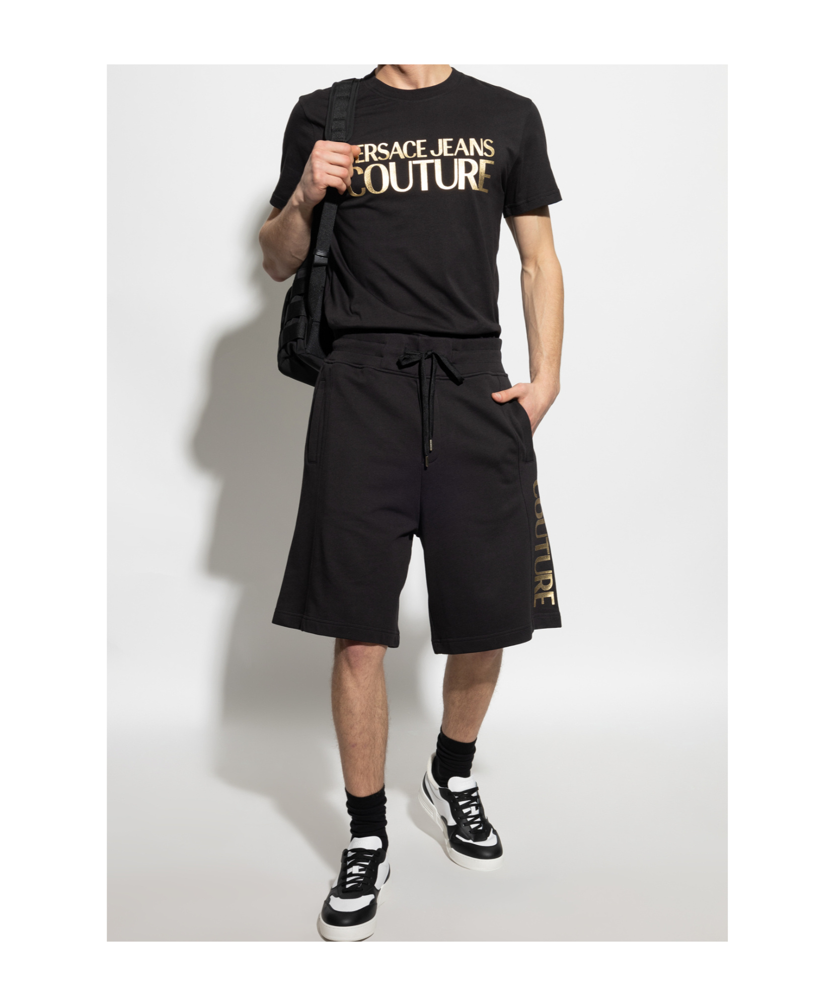 Versace Jeans Elastic Waist Shorts In Black