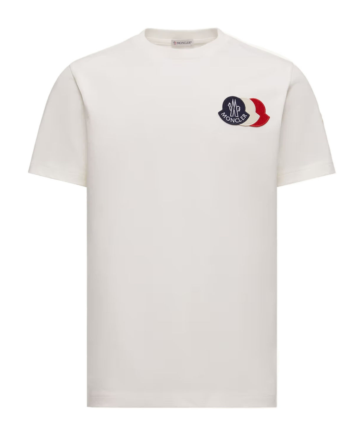Moncler Cotton T-shirt With Ribbed Crew Neck And Signature Logo Patches In White