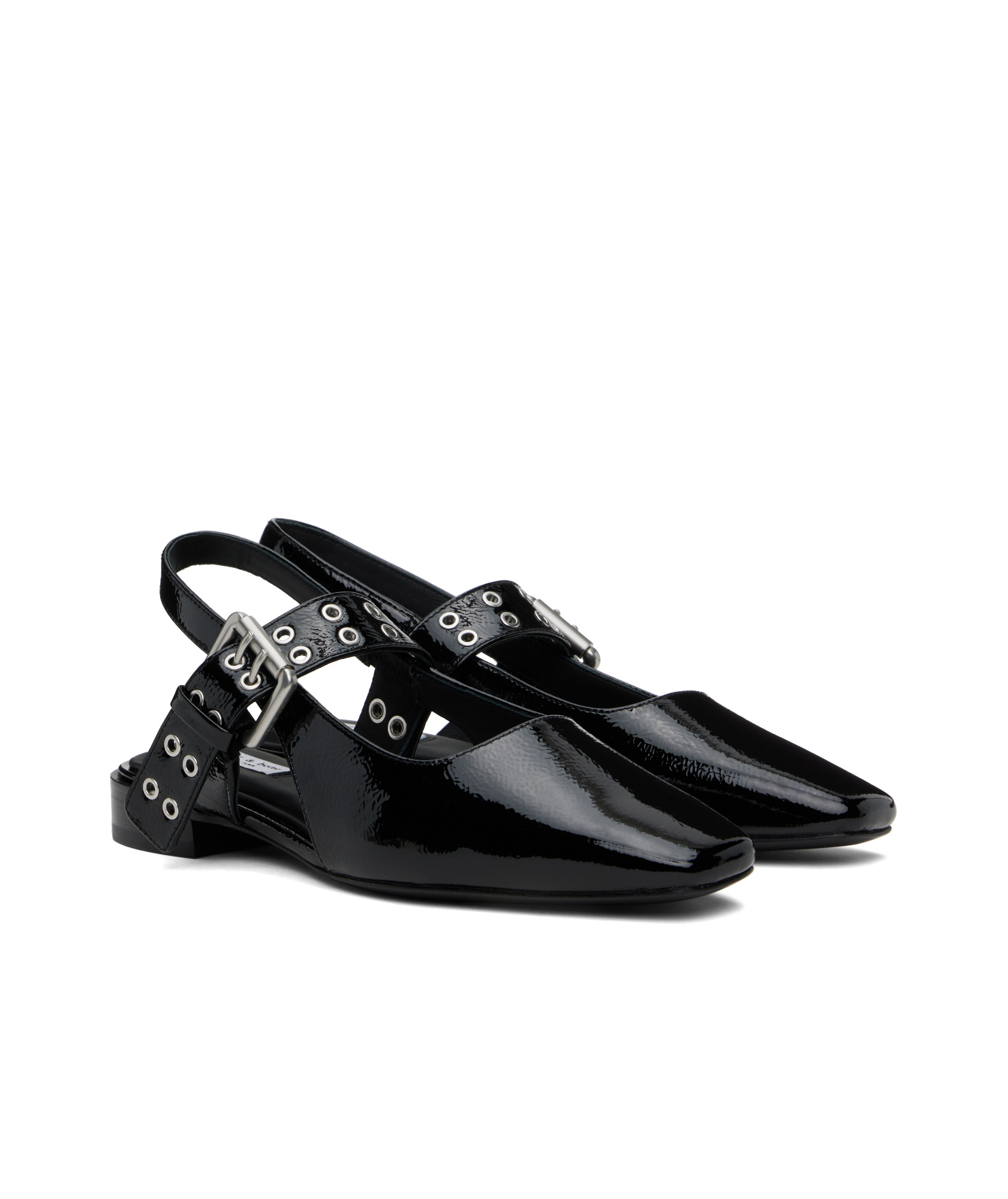 Rag & Bone Astra Houndstooth Buckle Slingback Ballerina Flats In Black