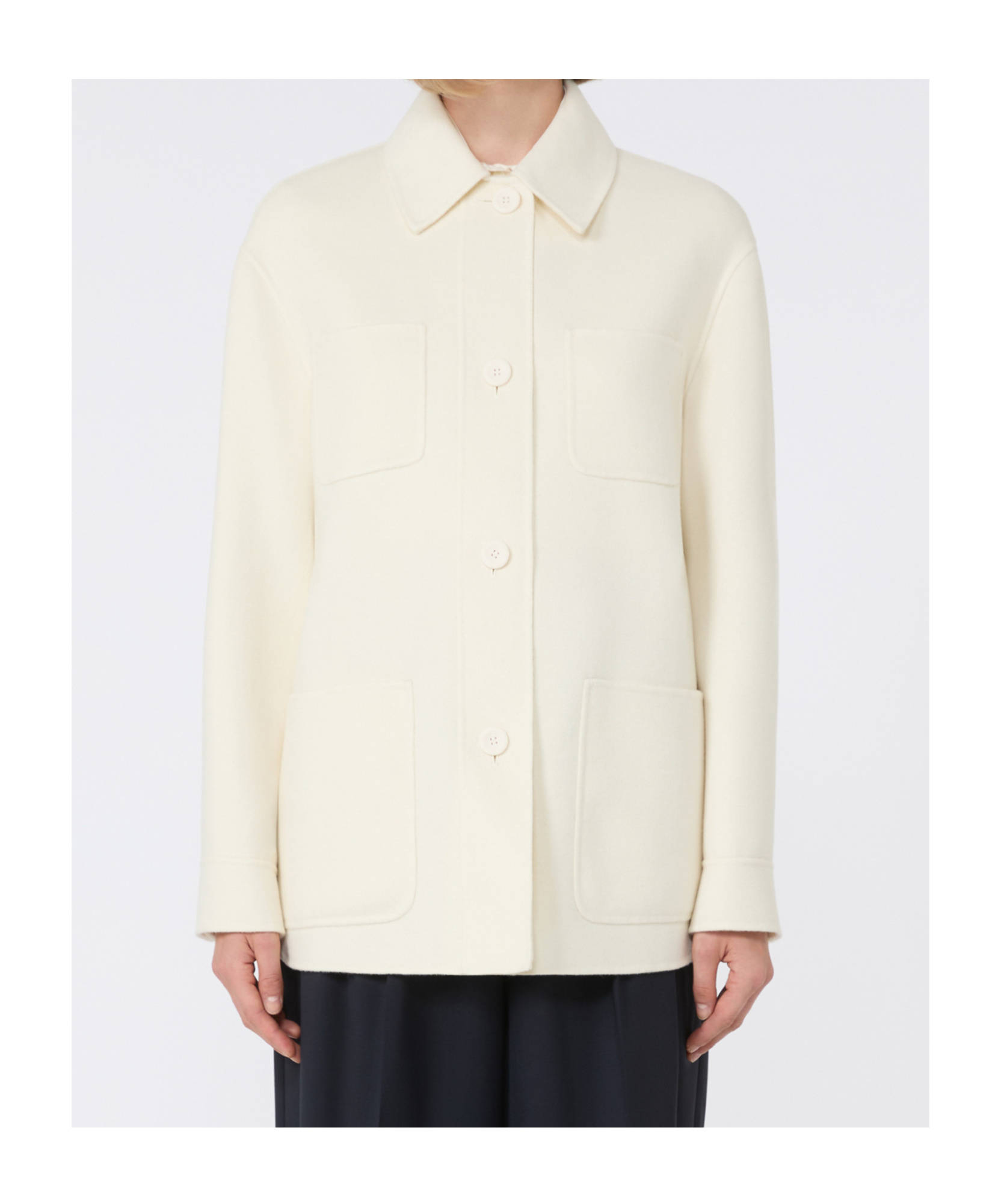Max Mara Jacket In Wool, Cashmere And Silk Broadcloth In White