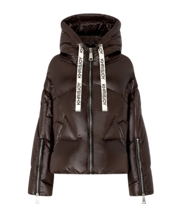 Khrisjoy Iconic Milano Down Jacket In Shiny Nylon In Brown