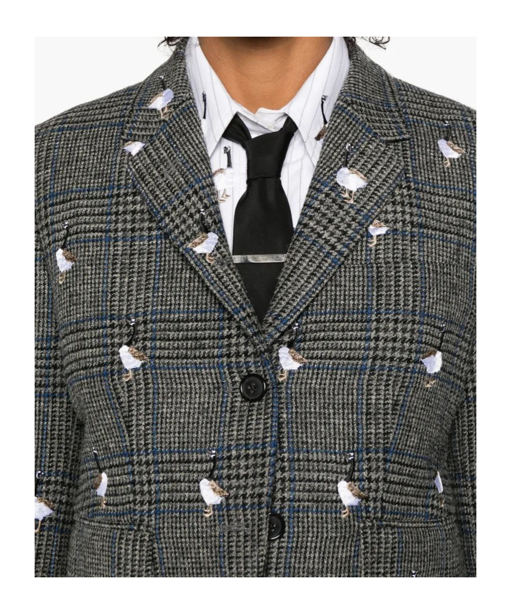 Thom Browne Prince Of Wales Hunting Tweed Blazer In Green