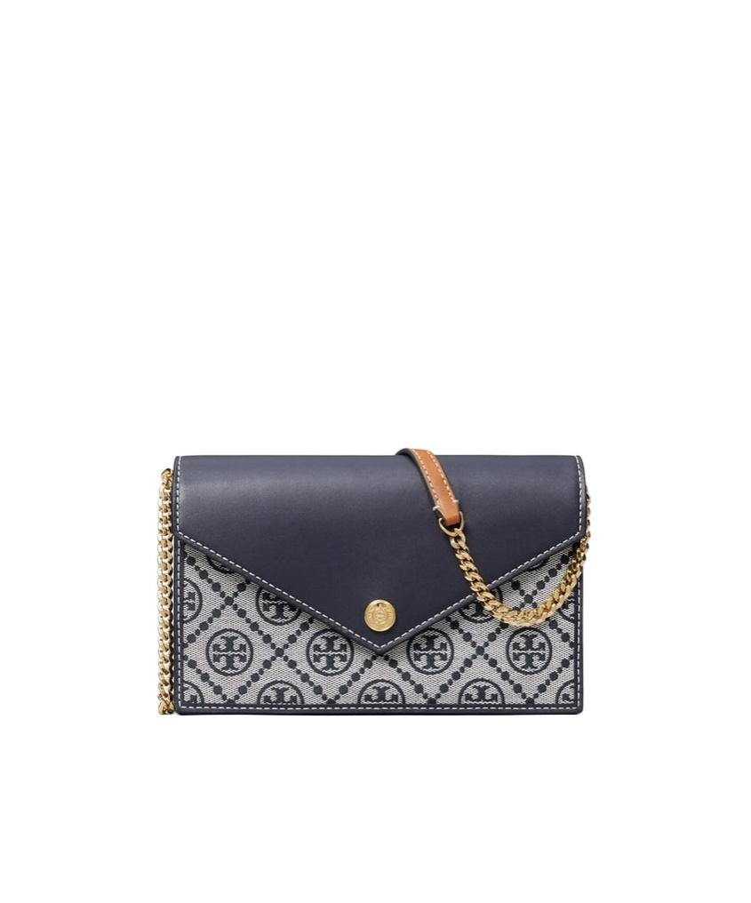 Tory Burch T Monogram Envelope Chain Wallet In Black