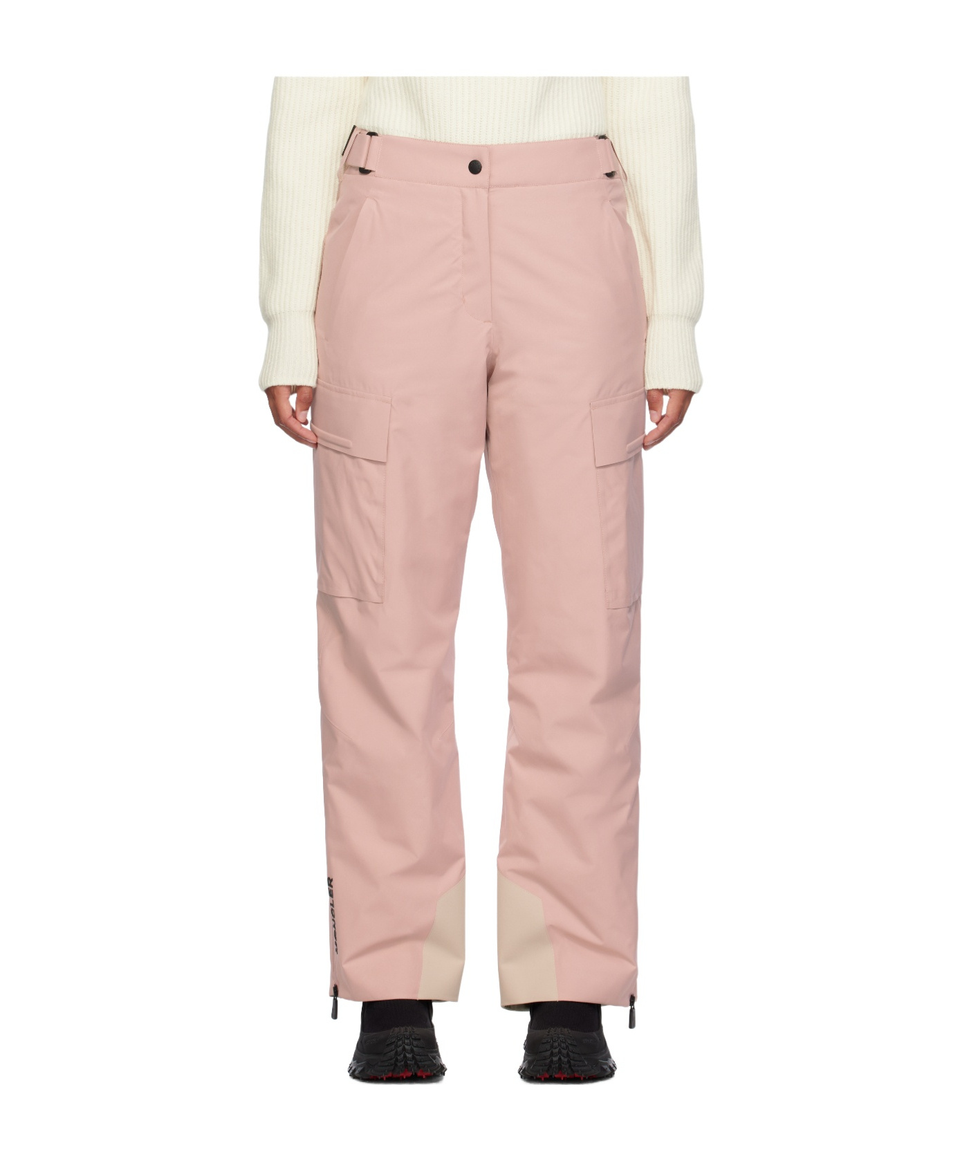 Moncler Belted Flared Ski Pants In Pink