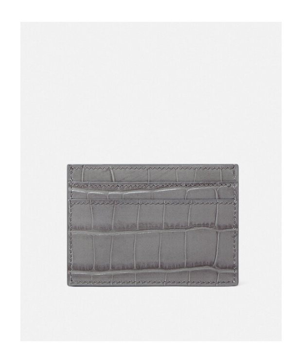 Versace Crocodile Embossed Card Bag In Gray
