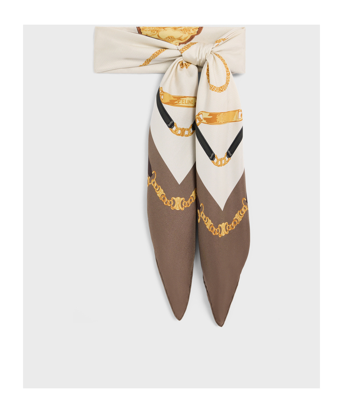 Celine Twill Mulberry Silk Heraldic Square In White