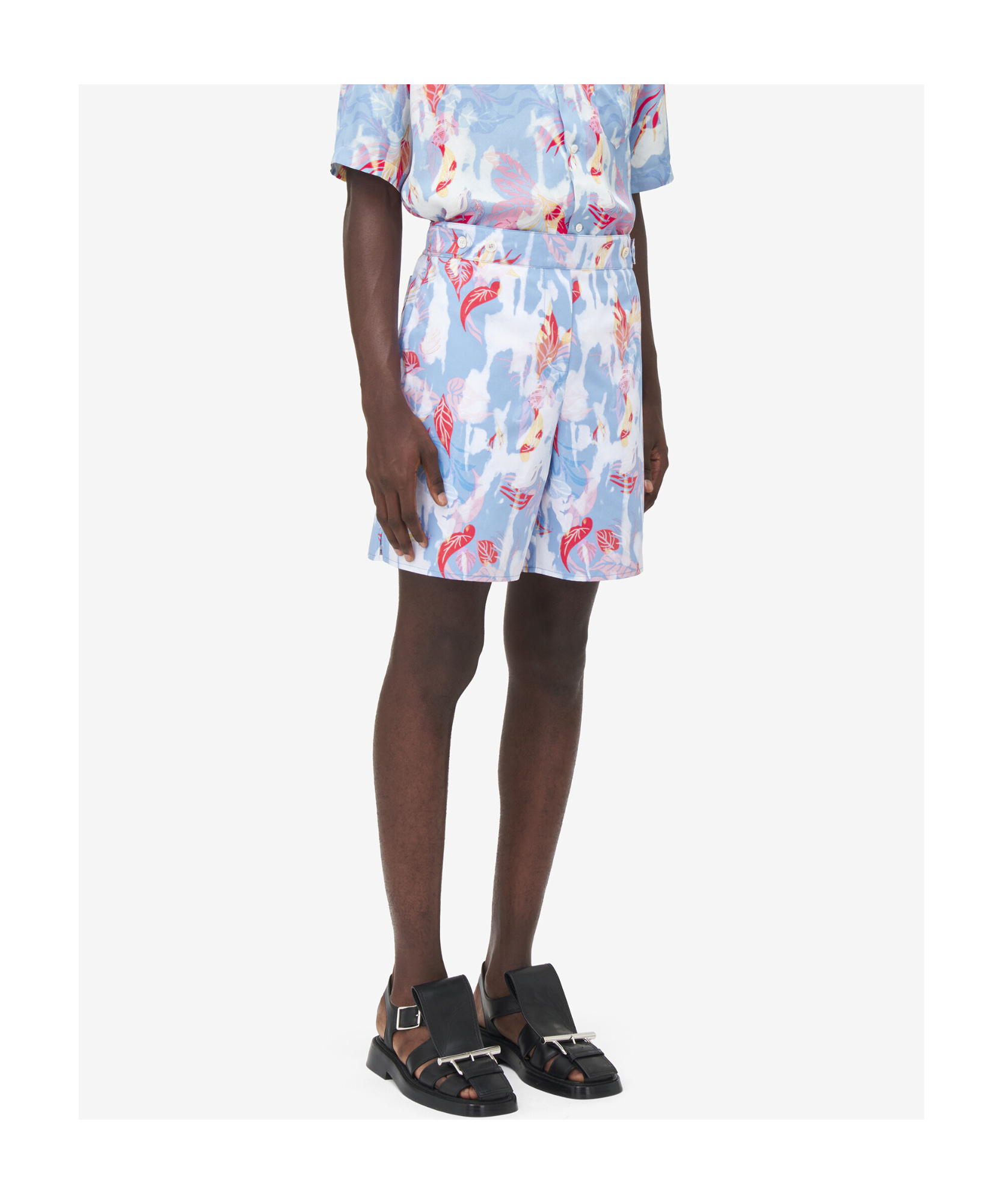 Alexander Mcqueen Men's Hawaiian Floral Pyjama Shorts In Pale Blue In Blue
