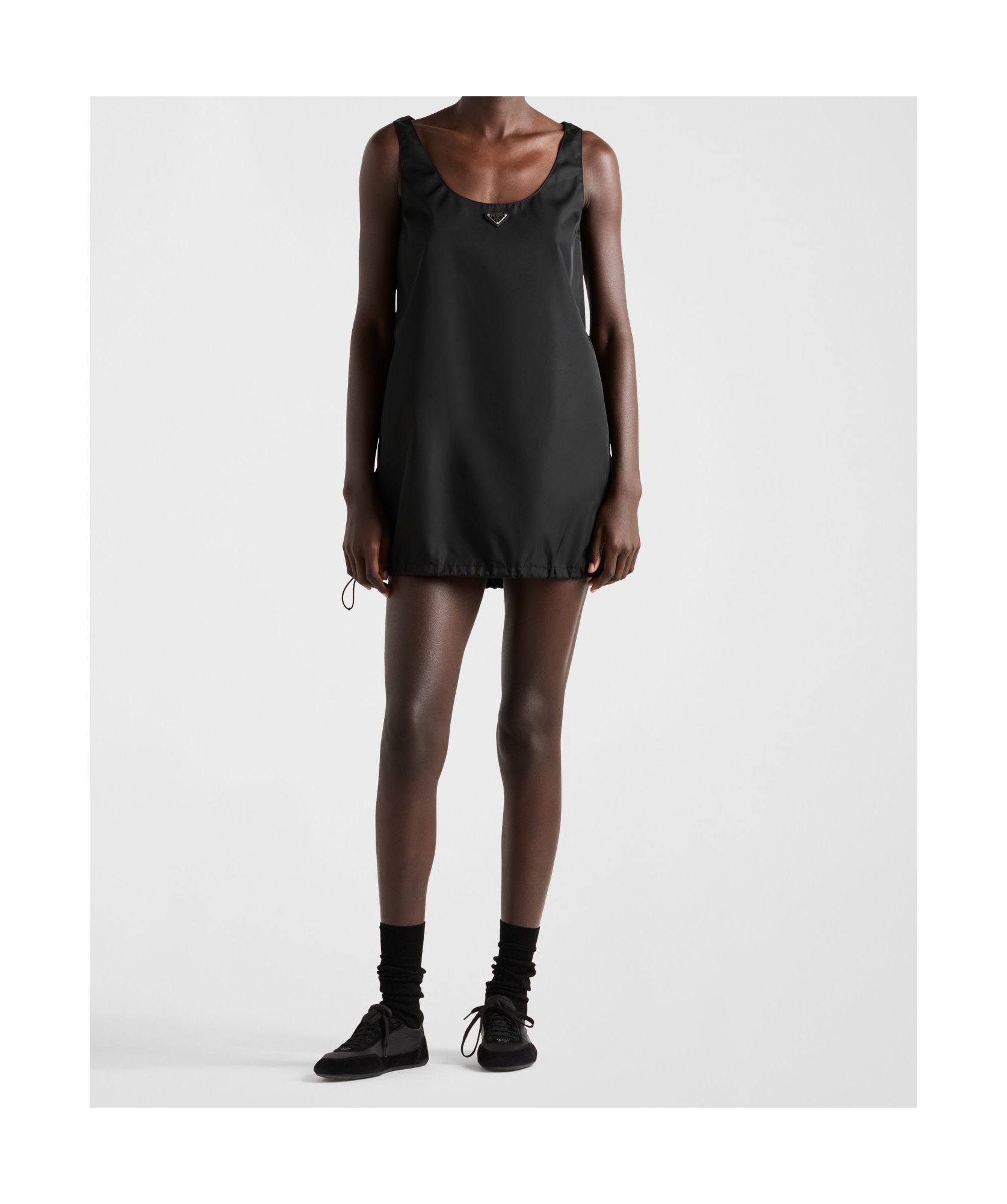 Prada Crepe Mini Dress With Bows In Black