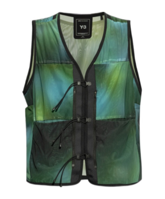 Y-3 All-over Print Mesh Vest In Green