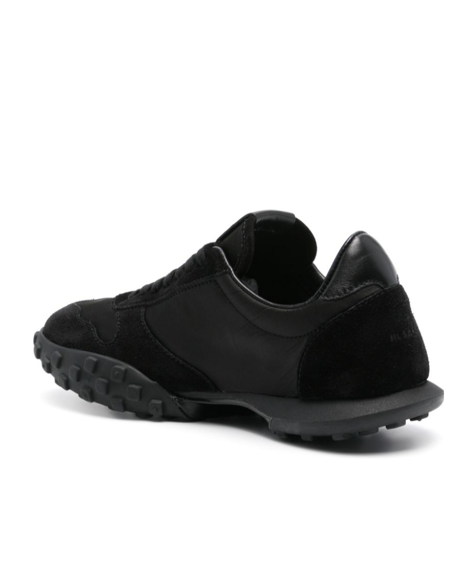 Jil Sander Suede Panel Round Toe Rubber Sole Sneakers In Black