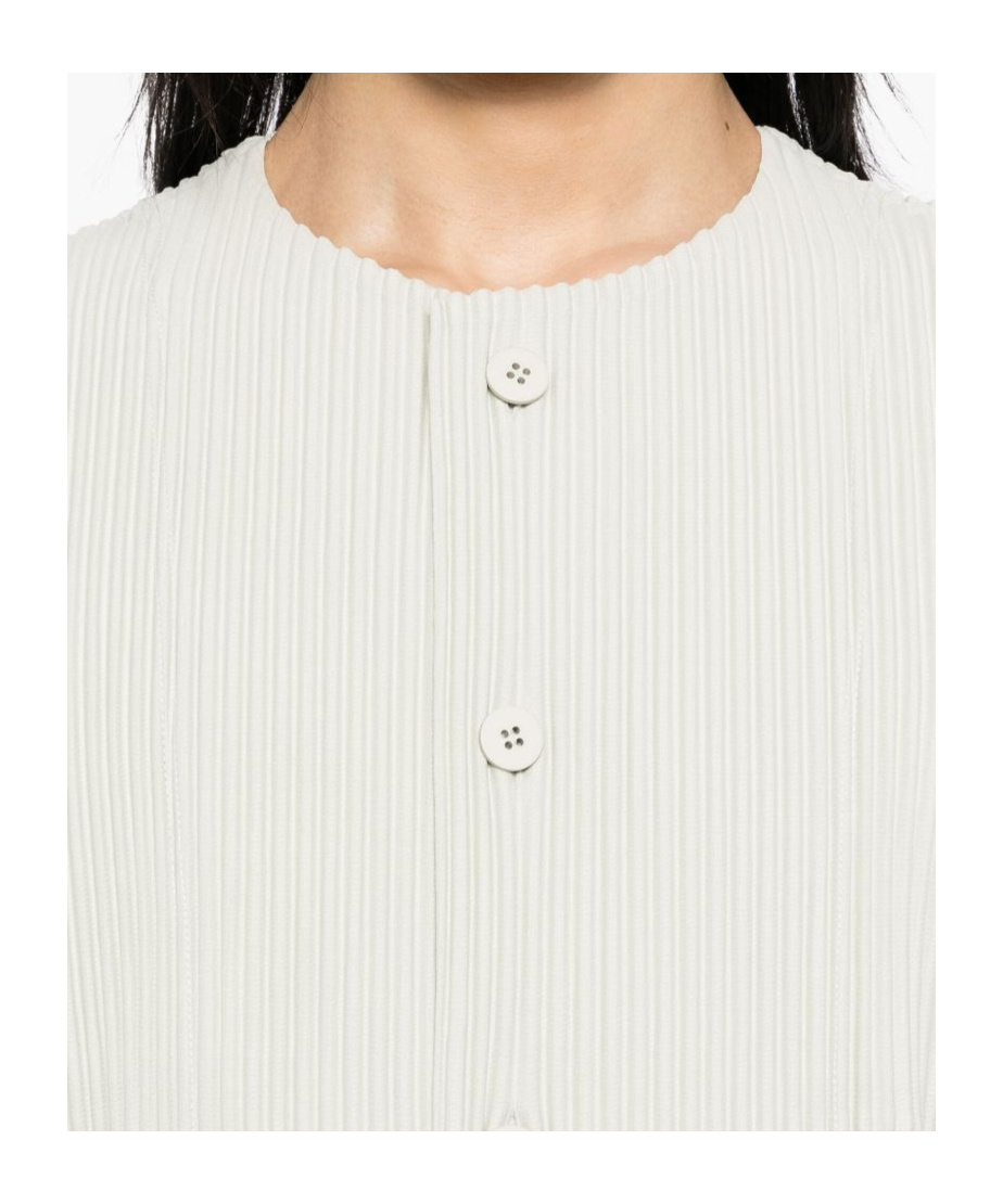 Shop Issey Miyake Pleated Round Neck Vest In White