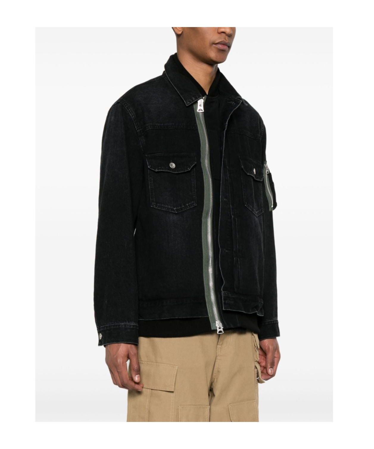 Sacai Contrast-panel Jacket In Black