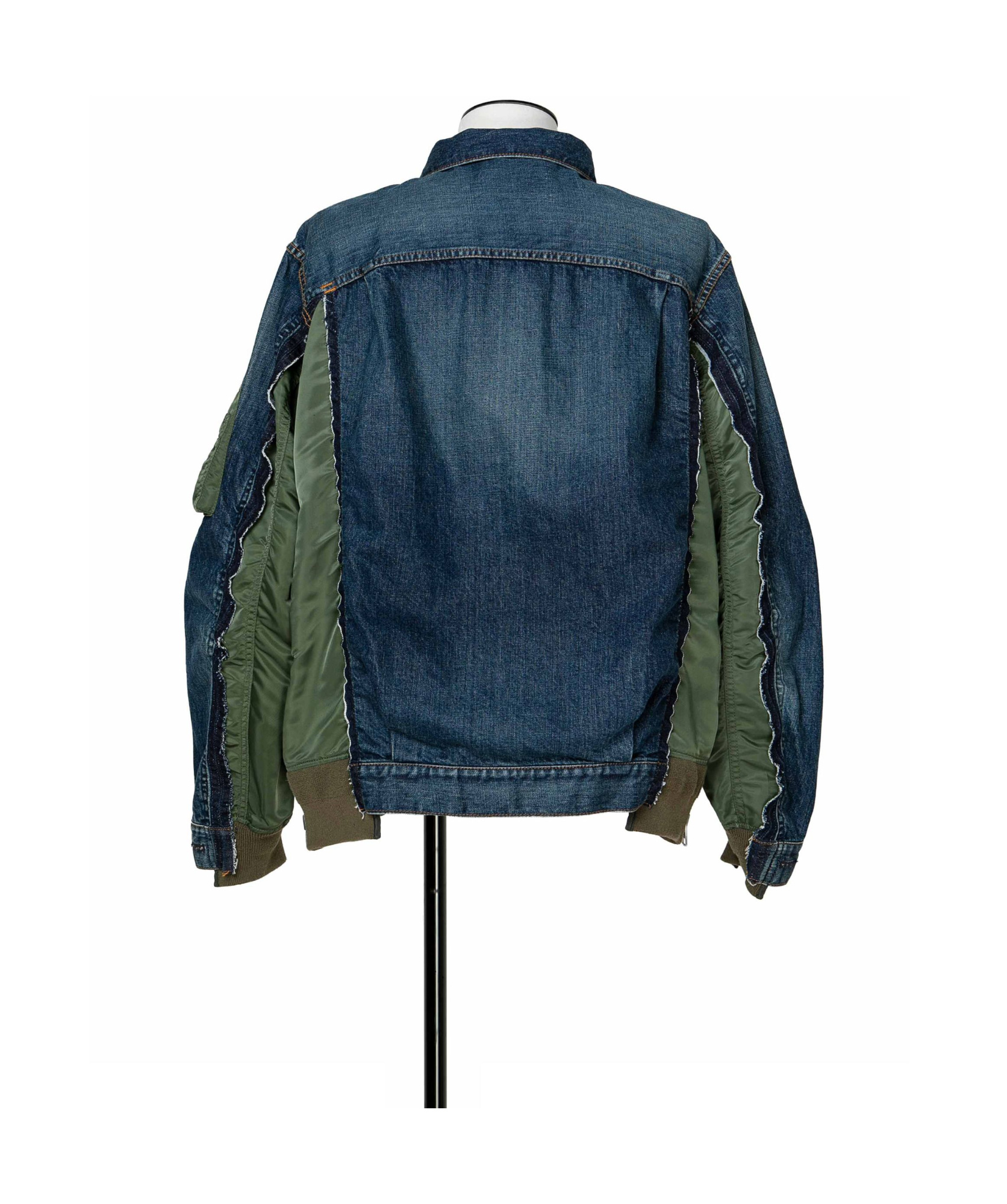 Sacai Blue & Khaki Nylon Twill Denim Jacket In Blue