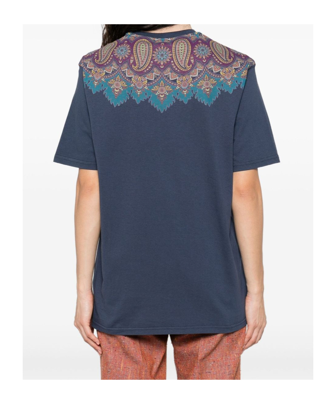 Etro Paisley-print Cotton T-shirt In Blue