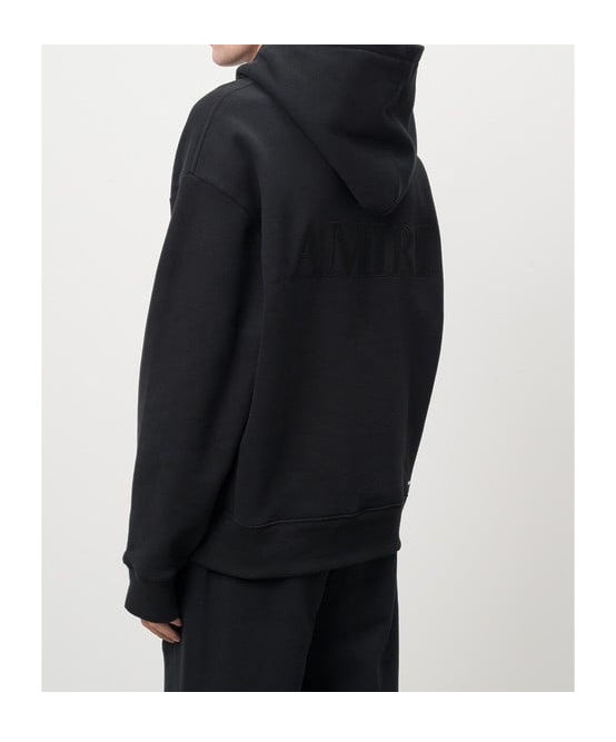 Amiri Black Hoodie With Fixed Hood And Logo Lettering On Front And Rear