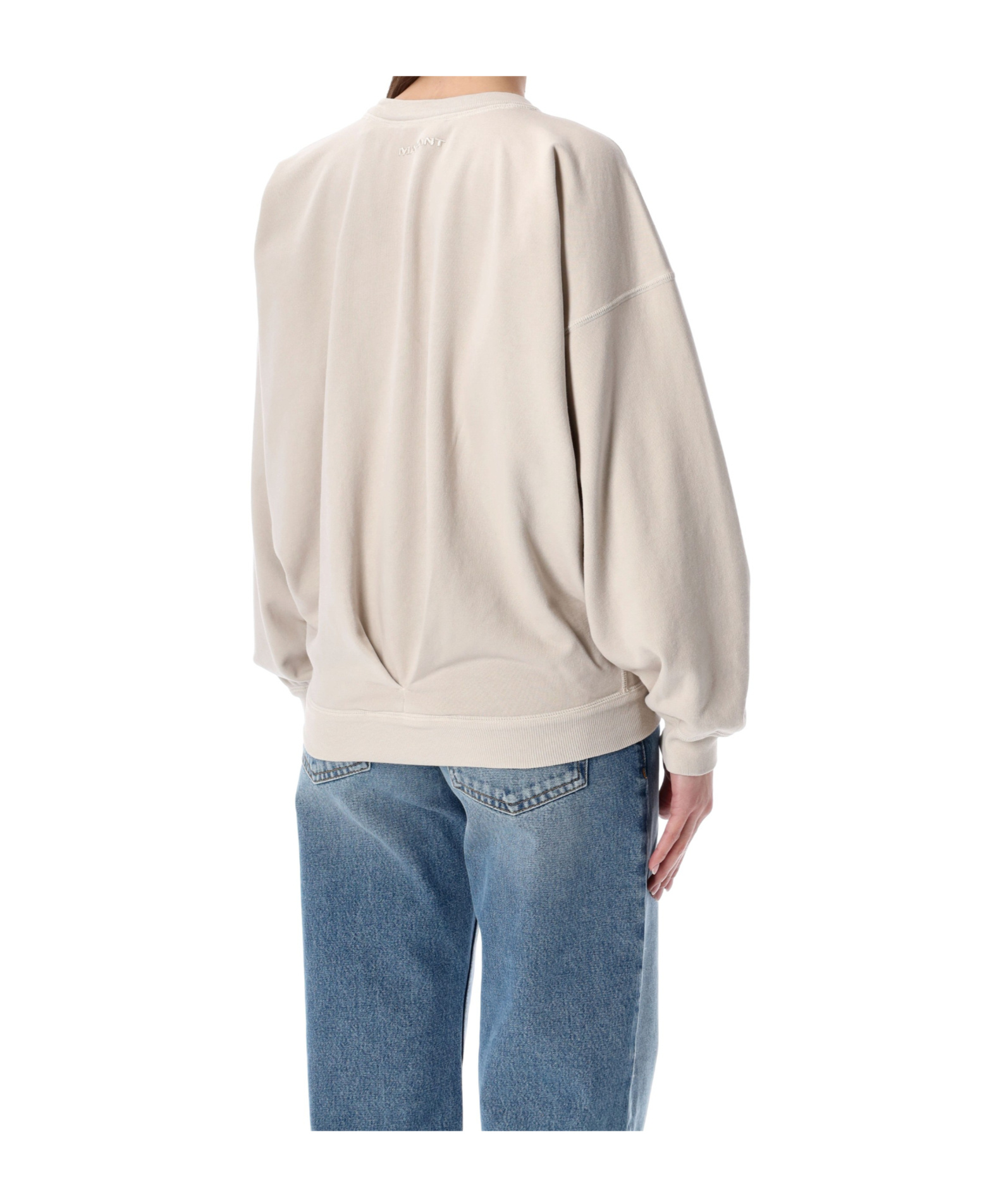 Isabel Marant Étoile Crew Neck Top Dropped Shoulders Long Sleeves In Neutral