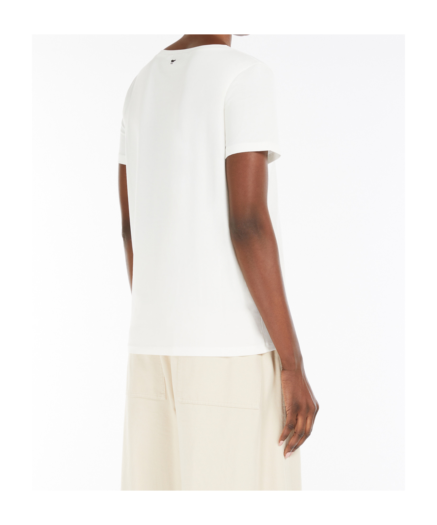 Weekend Max Mara Omens Multia Quarter-sleeve Cotton-jersey T-shirt White In White