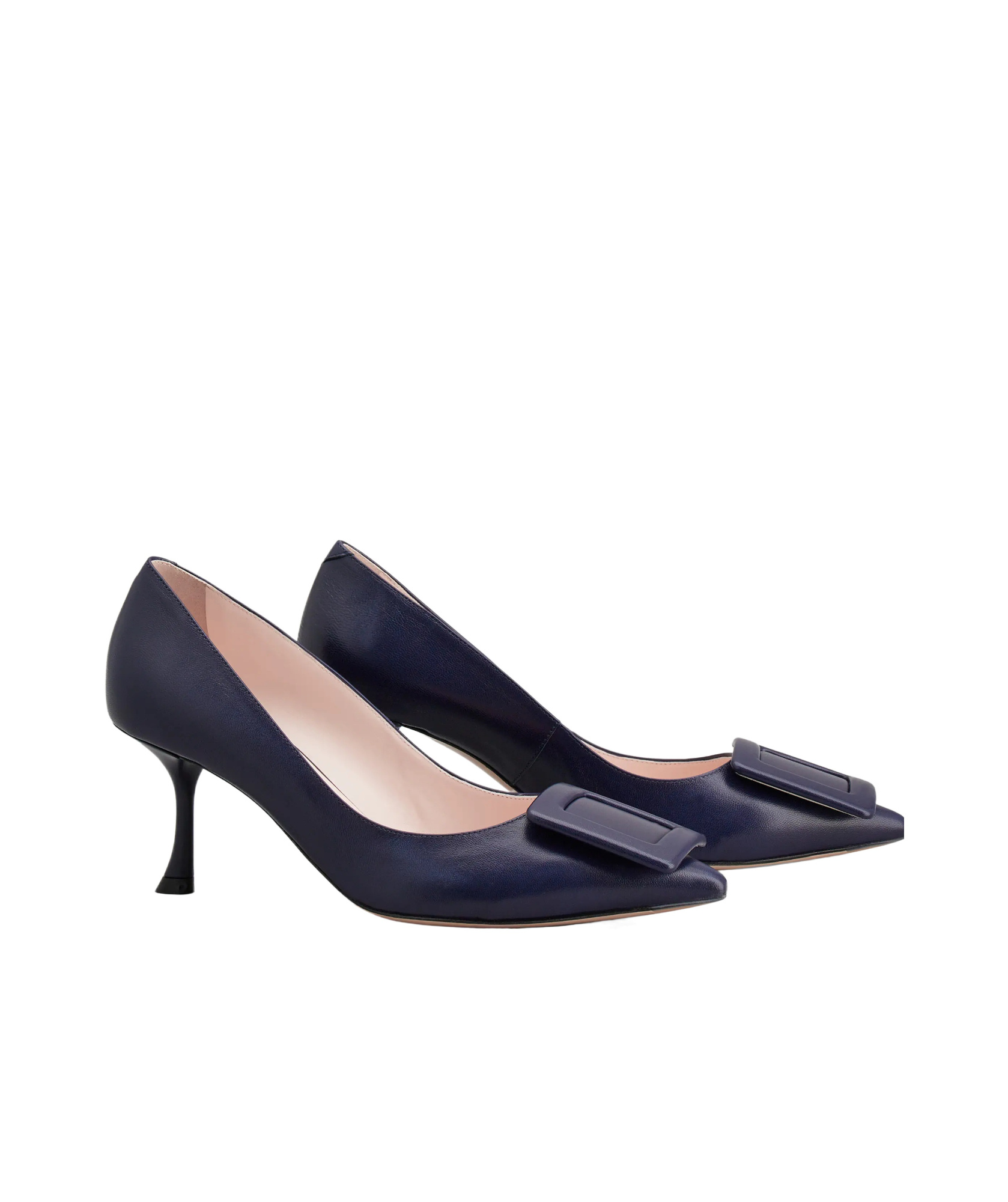 Roger Vivier Viv In The City Leather Buckle Pumps In Black