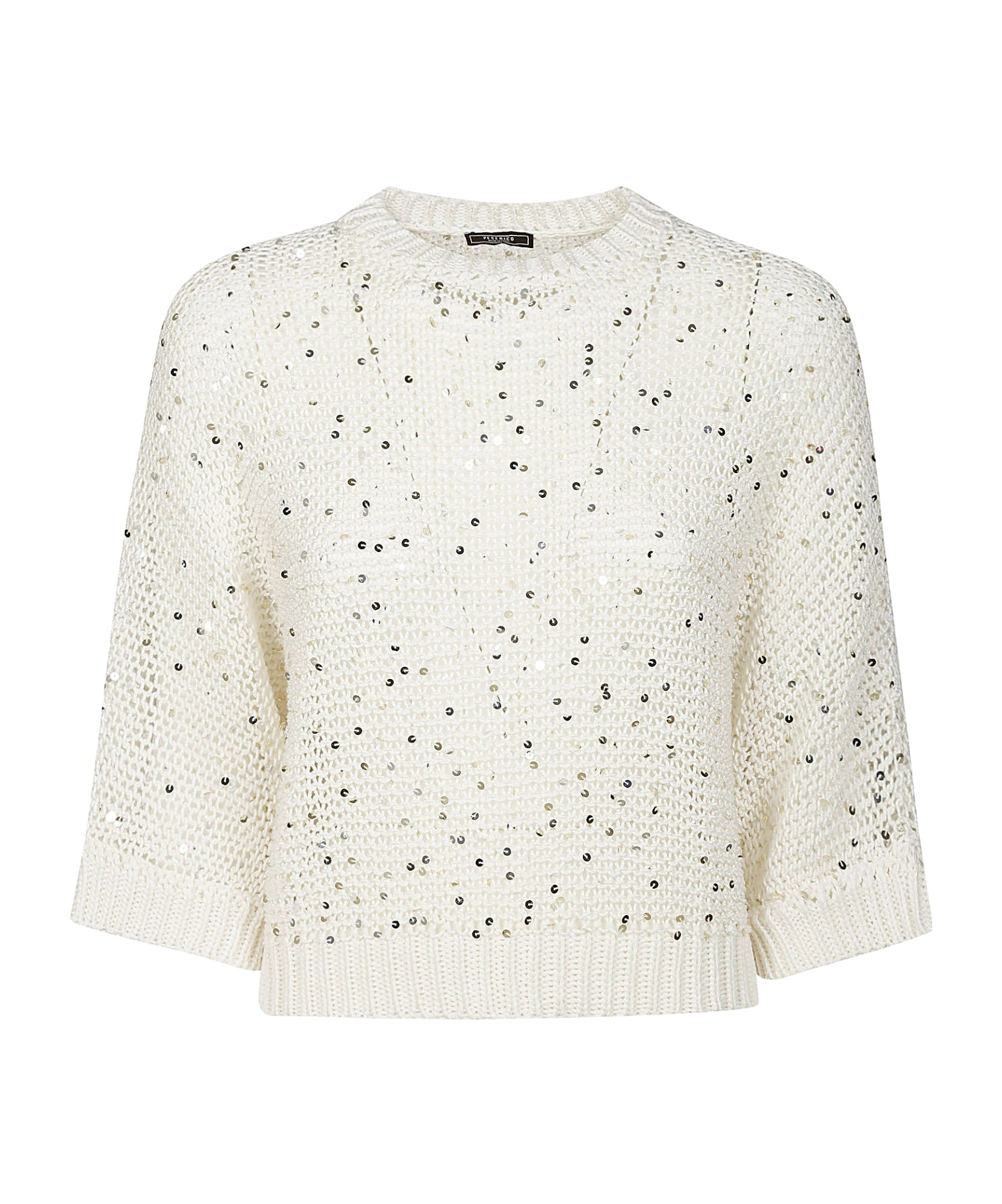 Peserico Sequin-embellished Open-knit Jumper In White