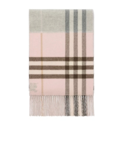 Burberry Contrast Check Cashmere Scarf In Pink