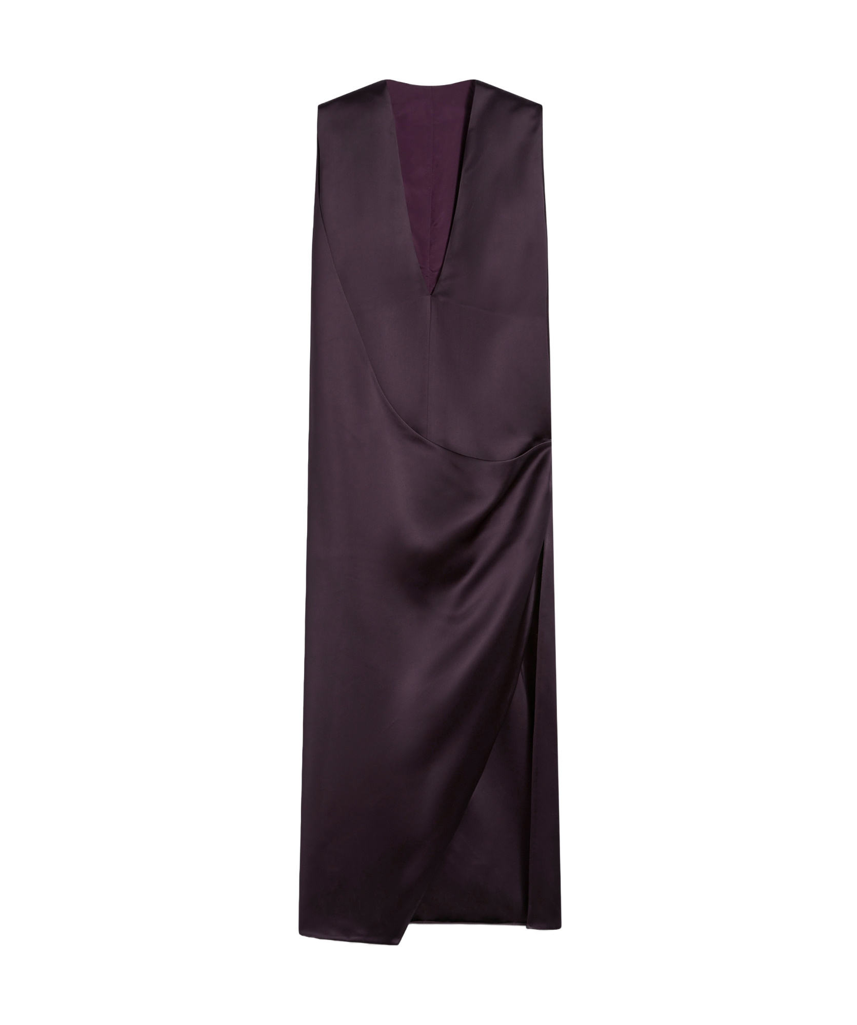 Sportmax Wraparound Satin Dress Side Slit In Brown
