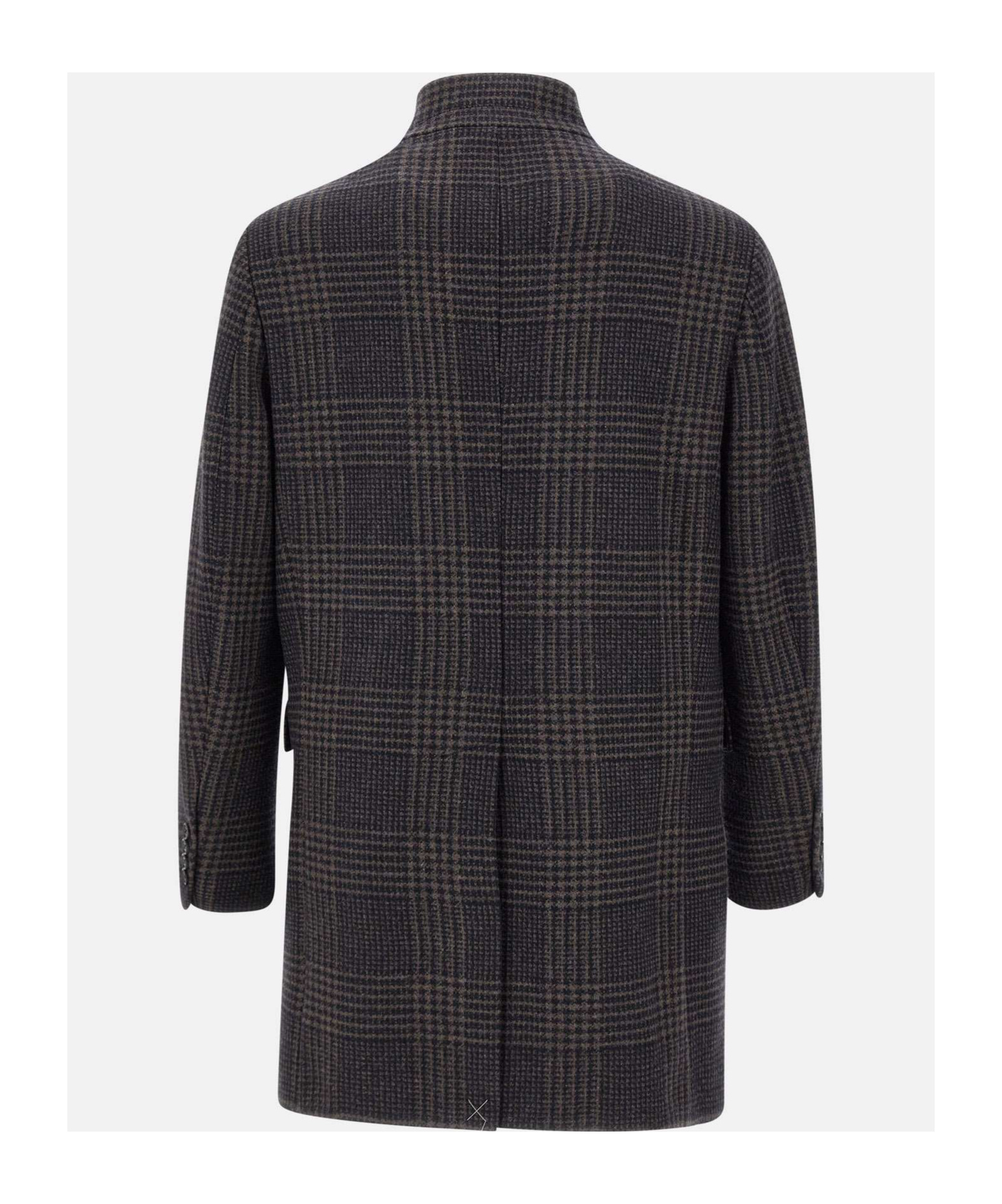 Fay Tartan Coat In Black