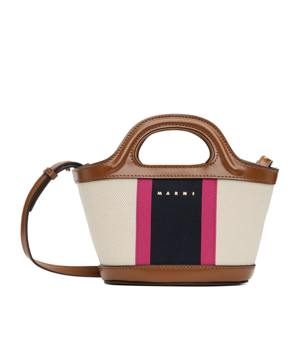 Marni Logo Embroidered Top Handle Bag In Nude