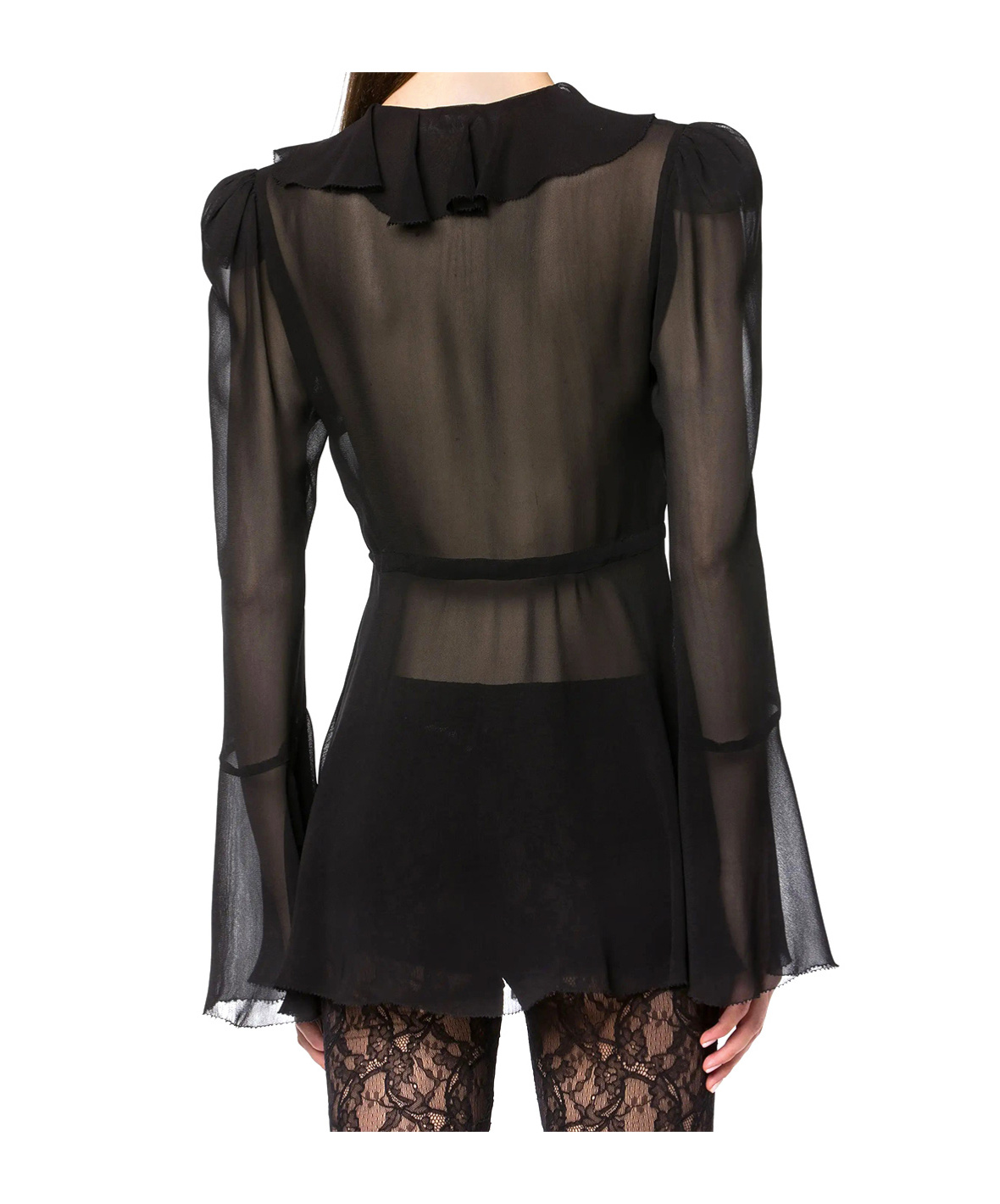 Philosophy Di Lorenzo Serafini Ruffled Georgette Shirt In Gray