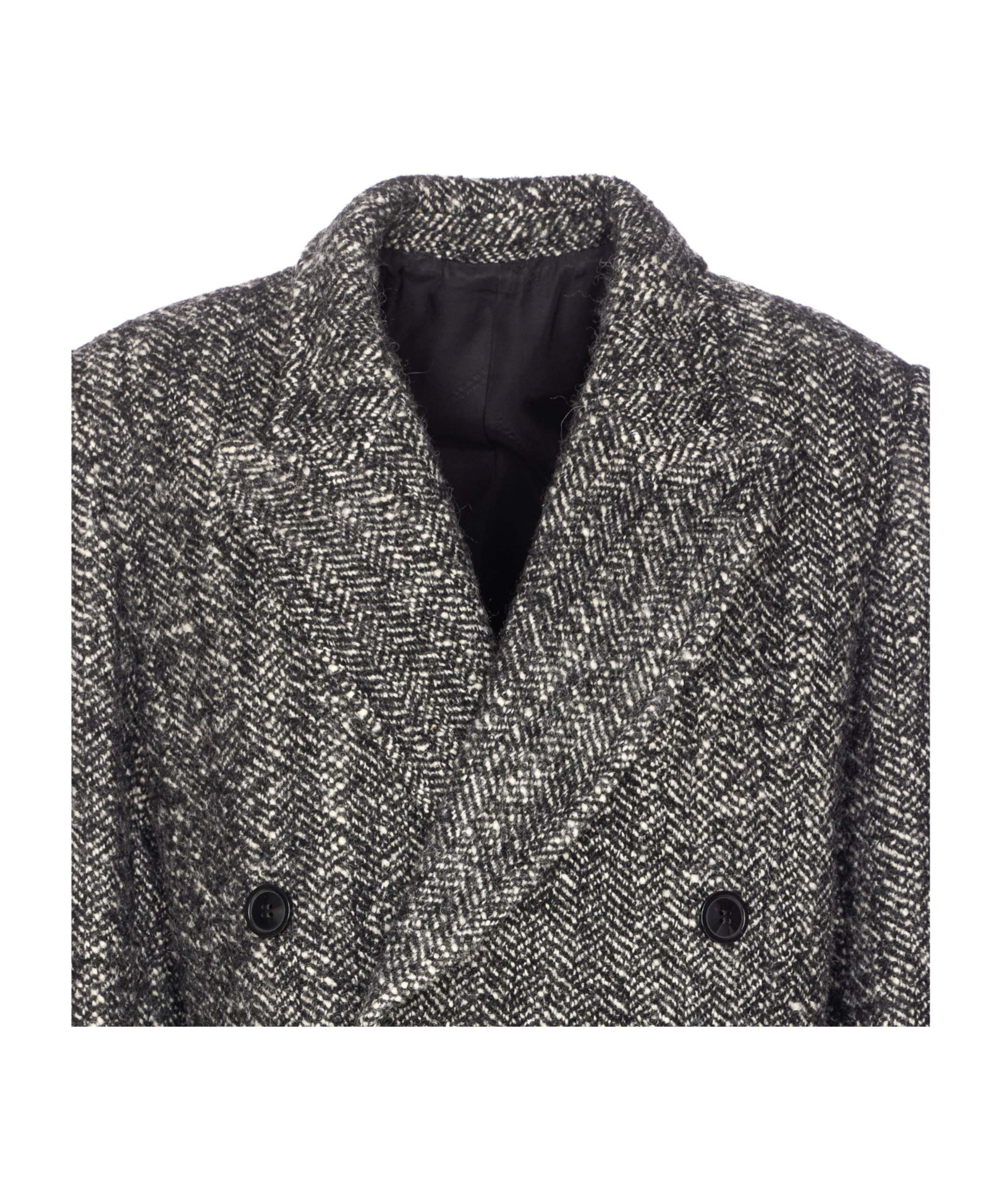 Isabel Marant Ebyane Chevron Wool-blend Tweed Coat In Gray