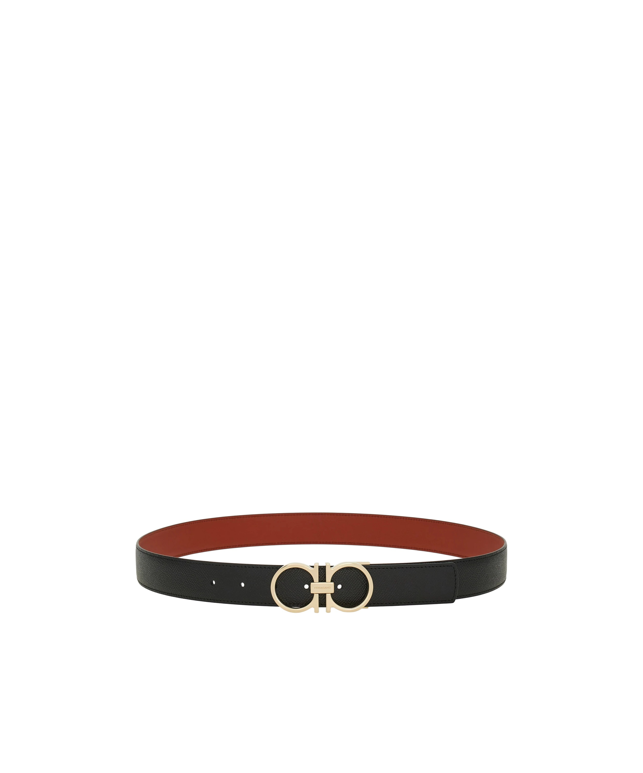 Ferragamo Reversible And Adjustable Gancini Belt In Black