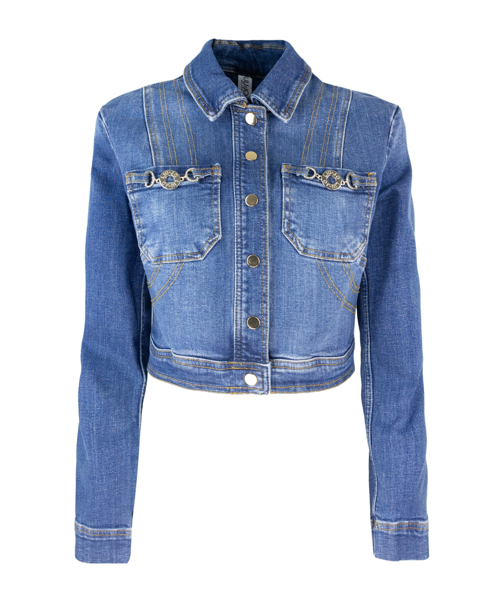 Liu •jo Long-sleeved Denim Coat In Blue