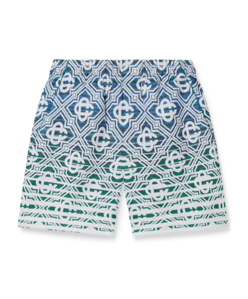 Casablanca Cotton Blend Bermuda Shorts With Geometric Pattern In White
