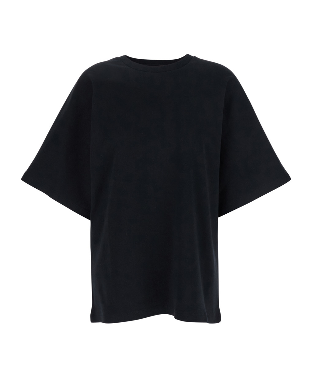 Ag Black Crewneck T-shirt With Logo Printed On The Back In Cotton Woman In Black