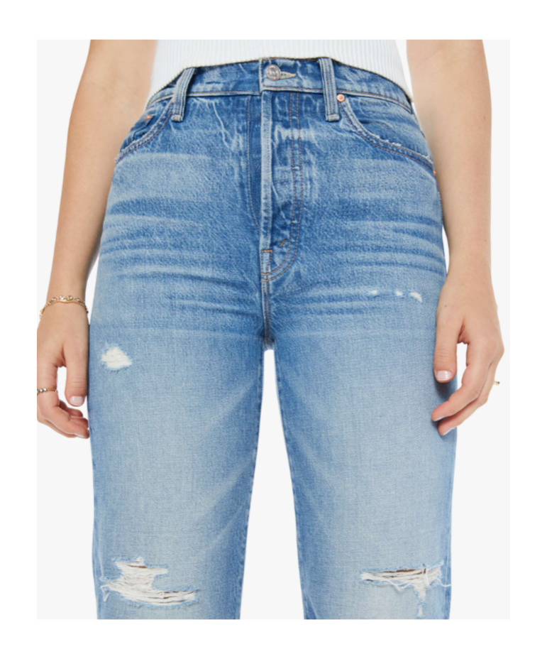 Mother The Rambler Sneak High-waisted Pants In Blue In Medium Blue Washed