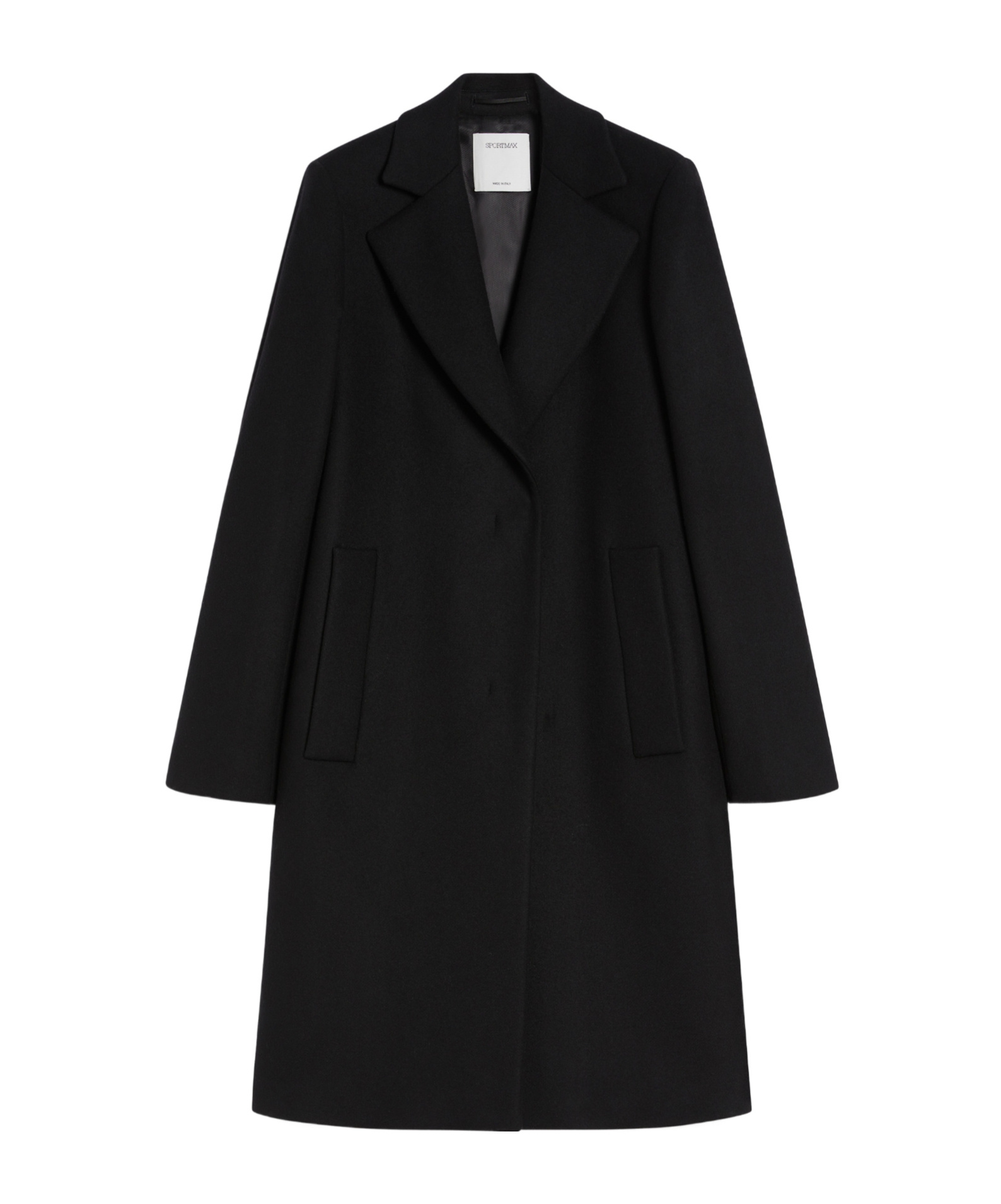 Sportmax Long Double Lined Coat Pockets In Black
