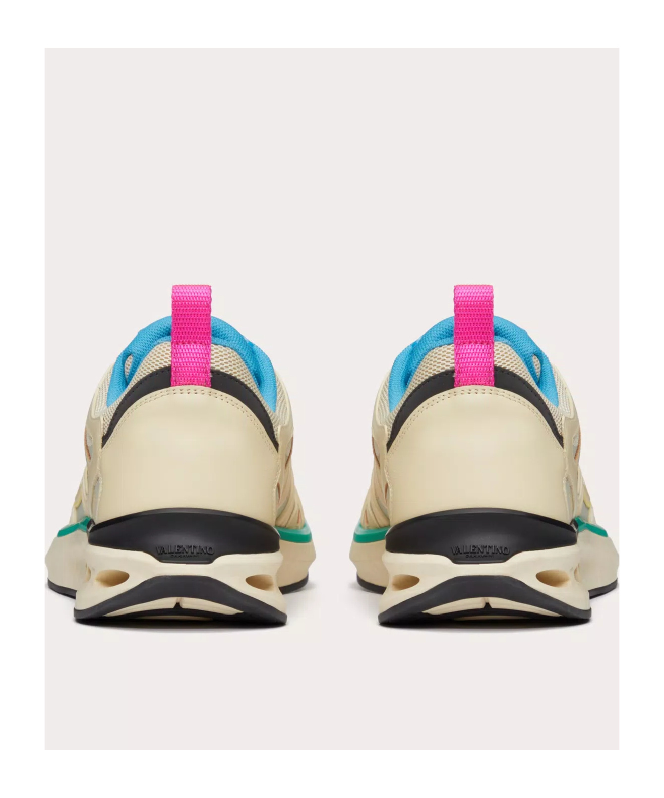 Valentino Garavani Multicolor Leather And Fabric Vlogo Easyjog Sneakers In Nude