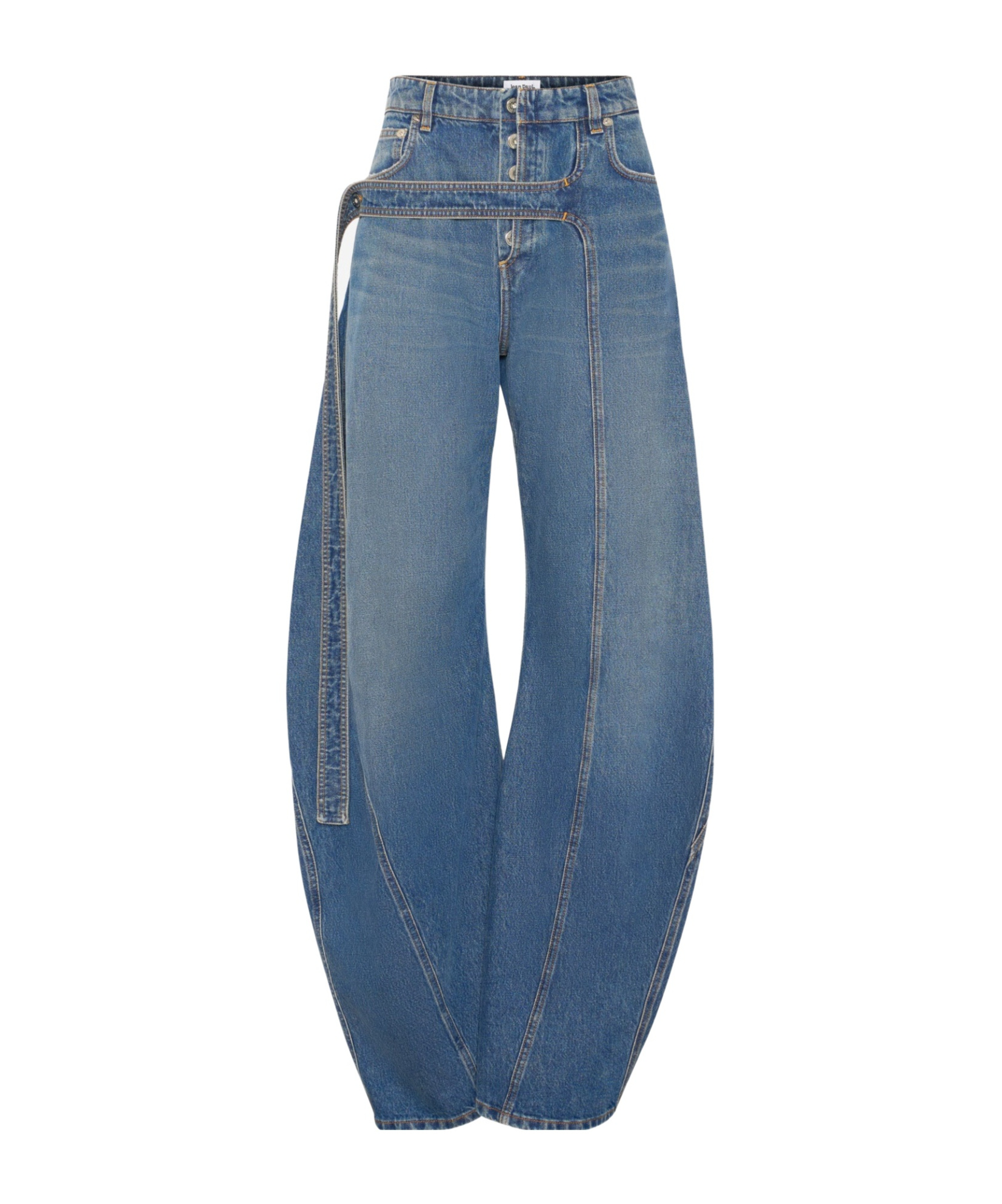 Jean Paul Gaultier Waistband Jacket With Pockets And Collar In Blue