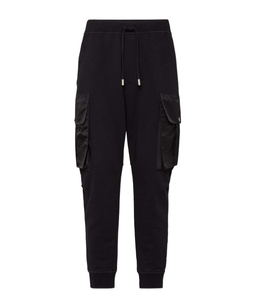 Dsquared2 Cargo Trousers With Elasticated Cuffs And Drawstring Waist In Black